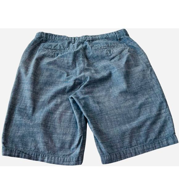 GOODFELLOW CASUAL FLAT FRONT LINDEN SHORTS, MENS, 32, HEATHER BLUE, CHAMBRAY - Picture 2 of 10